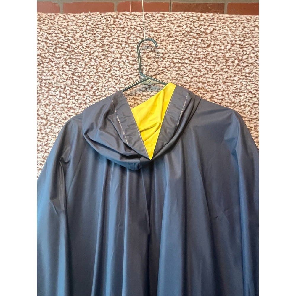 PVC Rain Poncho Navy Yellow Waterproof Hood Reliable OSFA - Picture 4 of 8